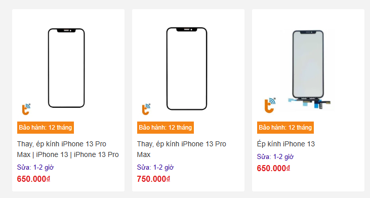Bảng giá ép kính các dòng iPhone 13 tại Thành Trung Mobile